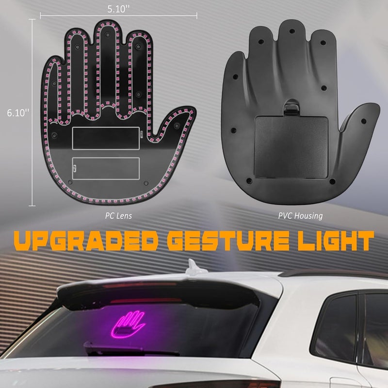 DIBMS Hand Gesture Light with Remote, Red LED Finger Funny Window Sign Light Accessories for Car Truck (Pink) - Image 5